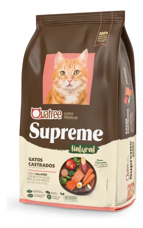 Ração Quatree Supreme Gatos Adultos Castrados Salmão e Batata Doce Super Premium (cópia) — 1