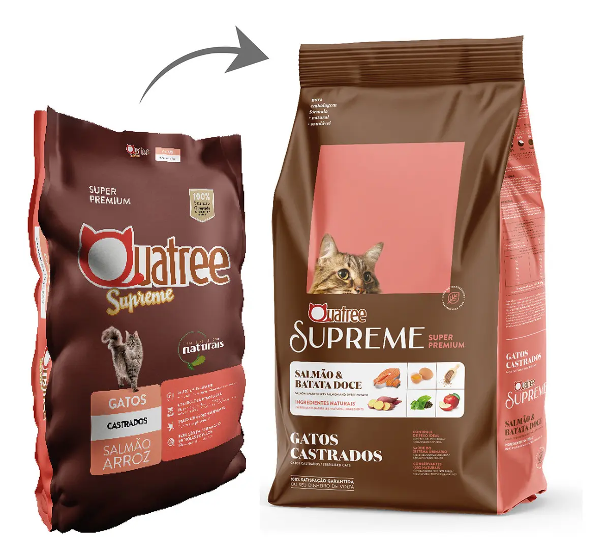 Ração Quatree Supreme Gatos Adultos Castrados Salmão e Batata Doce Super Premium (cópia) — 4