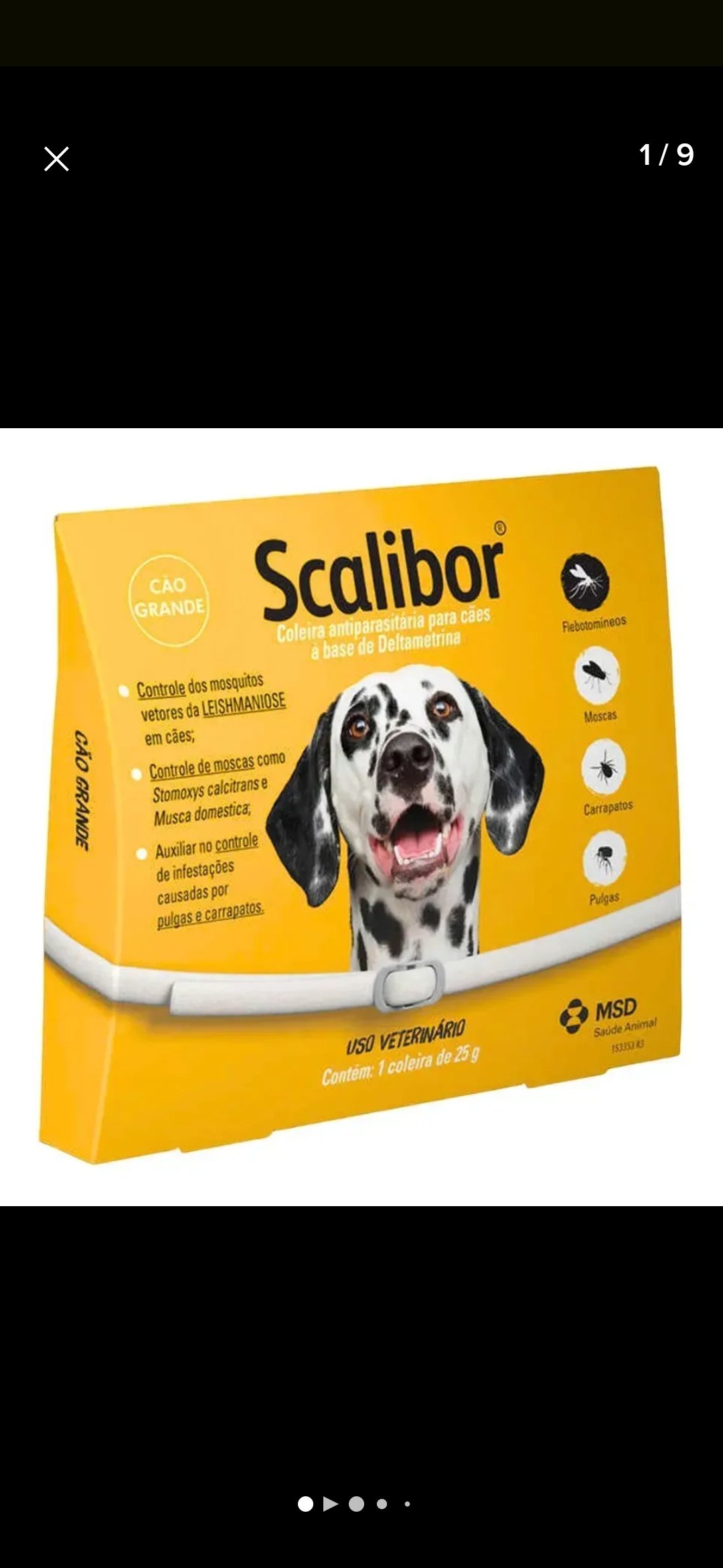 Coleira Antiparasita Scalibor 65 cm Proteção 4 Meses Pulgas e Mosquitos — 1