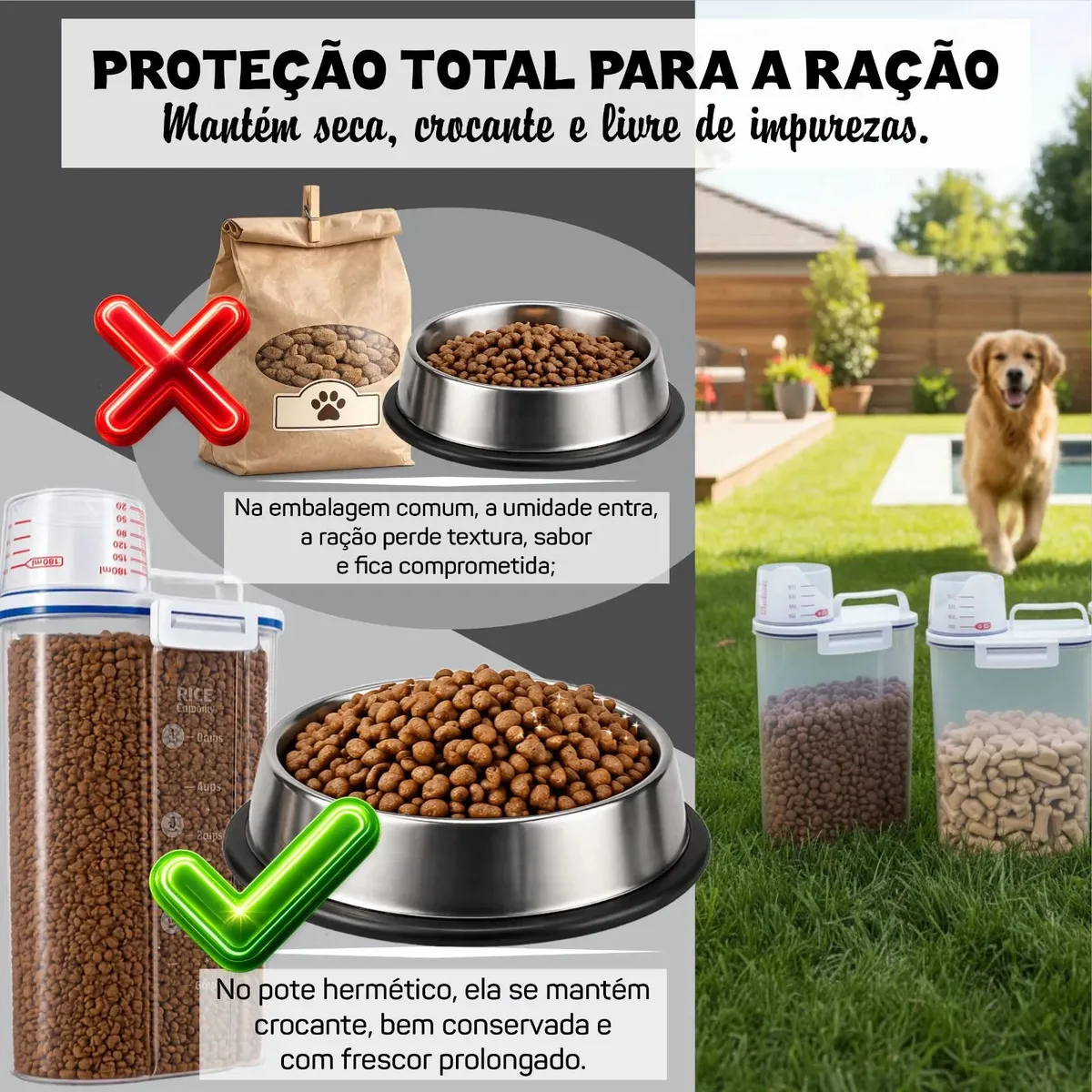 Porta Ração Pote Com Tampa Pet Gato Cachorro Dispenser Porta Racao Pote Container Porta Ração Dispenser Cor Transparente Capacidade 2,5 Litros Drop Shopy — 3