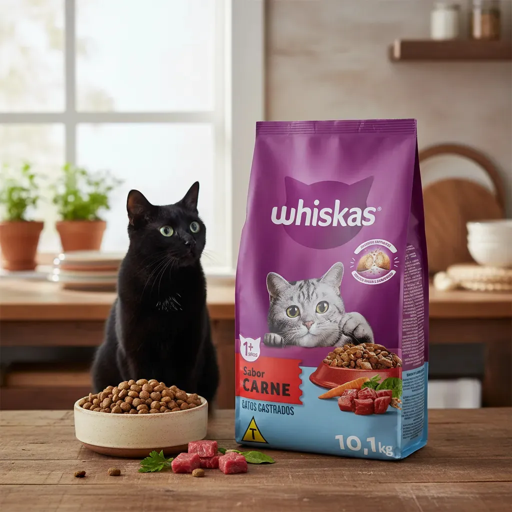 Ração Whiskas Premium Gatos Adultos Castrados Carne 10,1 Kg — 3